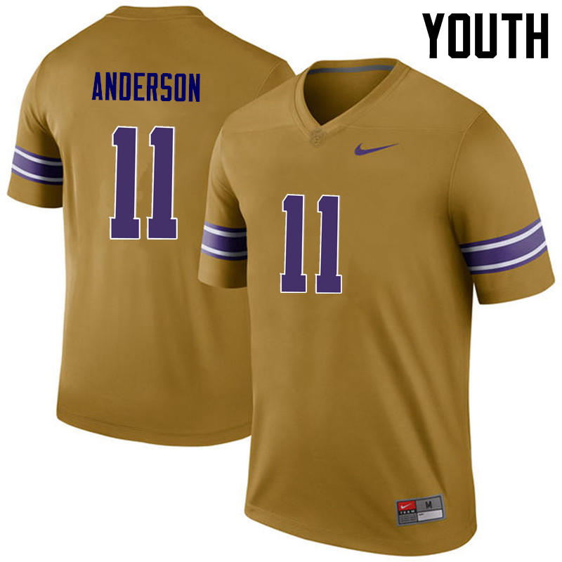 Youth LSU Tigers #11 Dee Anderson College Football Jerseys Game-Legend